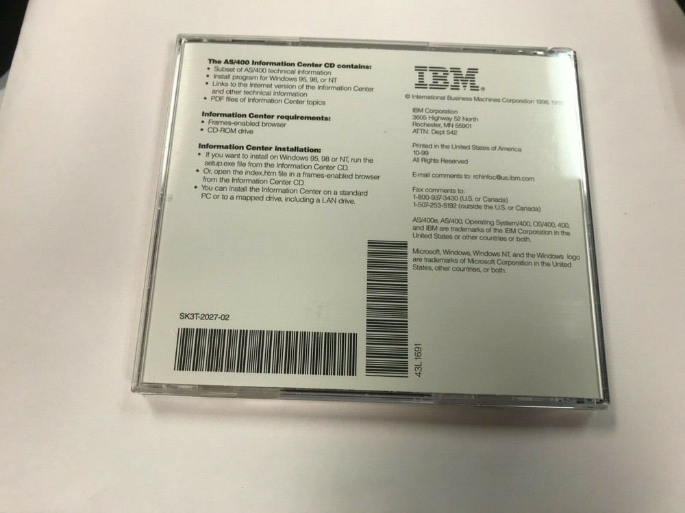 IBM AS/400 SOFTCOPY LIBRARY & INFORMATION CENTER Version 4 Release 4 Manuals CD