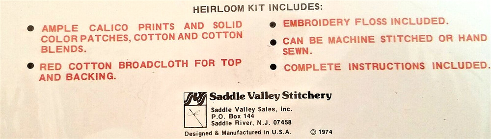 Saddle Valley Stitchery CHRISTMAS BOOT KIT Calico Patchwork NOS Stocking 1974