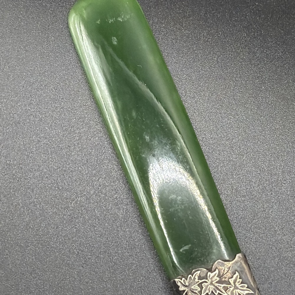 Antique Nephrite And Silver Page Turner