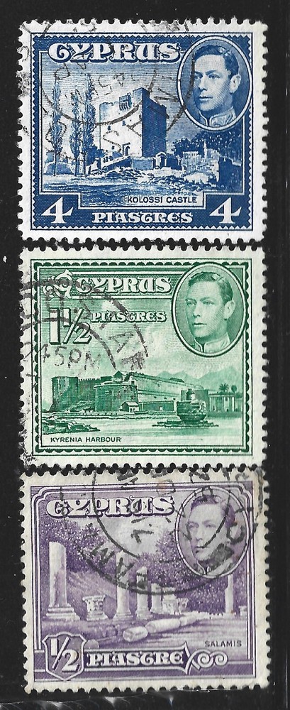 Cyprus, Scott #164-166, King George VI Issues, Used