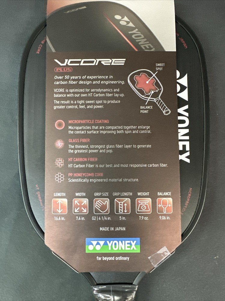 Yonex VCORE Plus 7.9 oz Pickleball Paddle Black