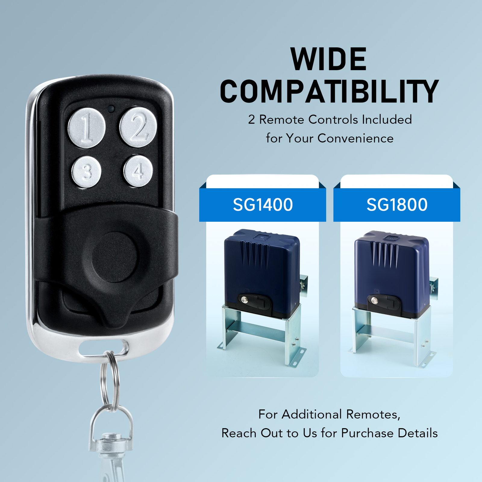 CO-Z 1800lb Automatic Sliding Gate Opener IP44 for 40ft Gates with 2 Remotes