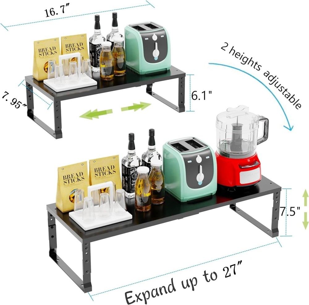 Expandable Stackable Spice Rack Organizer Kitchen Cabinet,Adjustable Counter