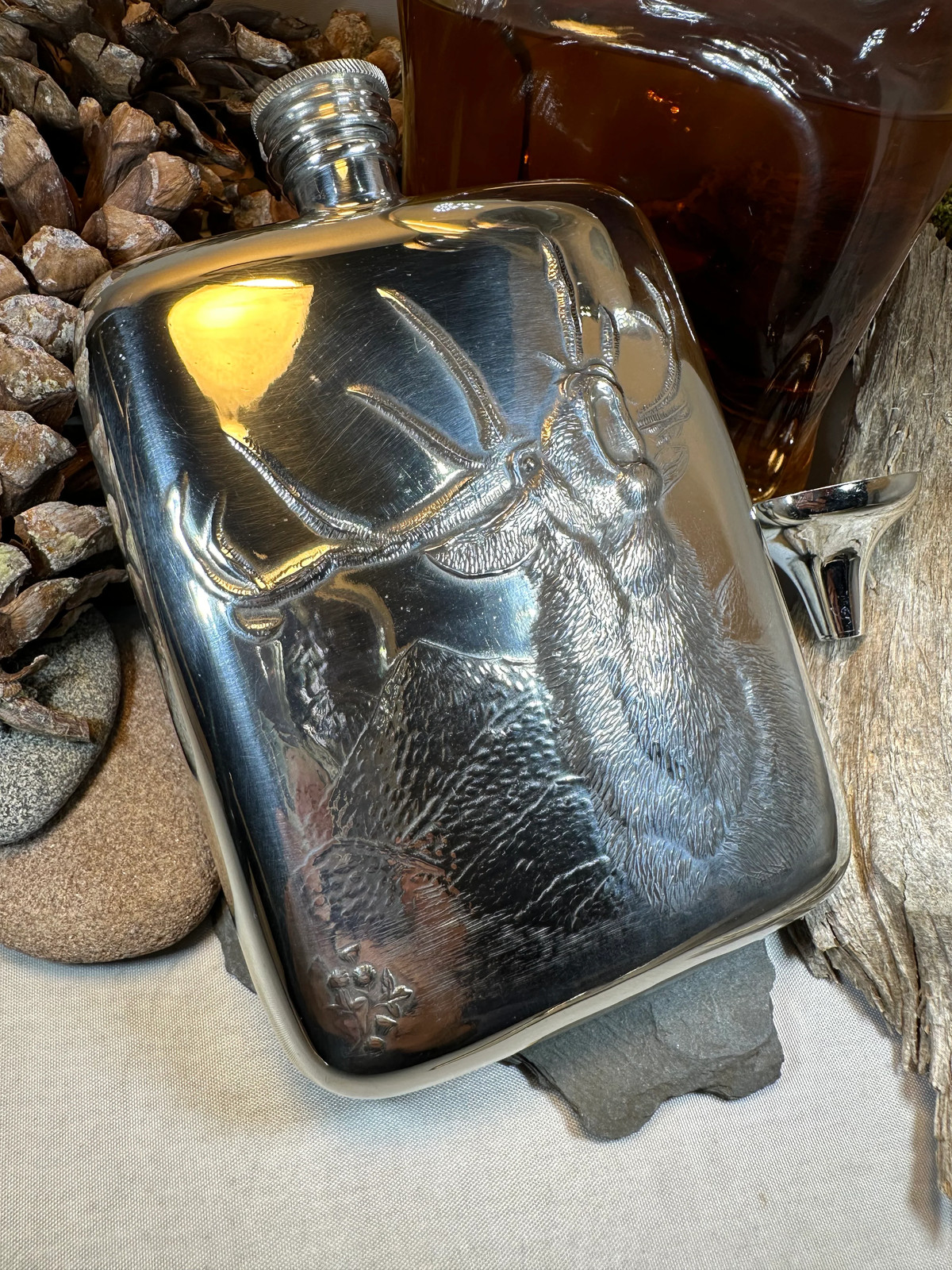 Stag Pewter Hip Flask Hunting Hunter Whisky Lover Mens Gifts