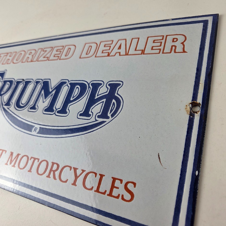 Vintage Triumph Motorcycles Sign - Gas Service Pump Porcelain Gasoline Sign
