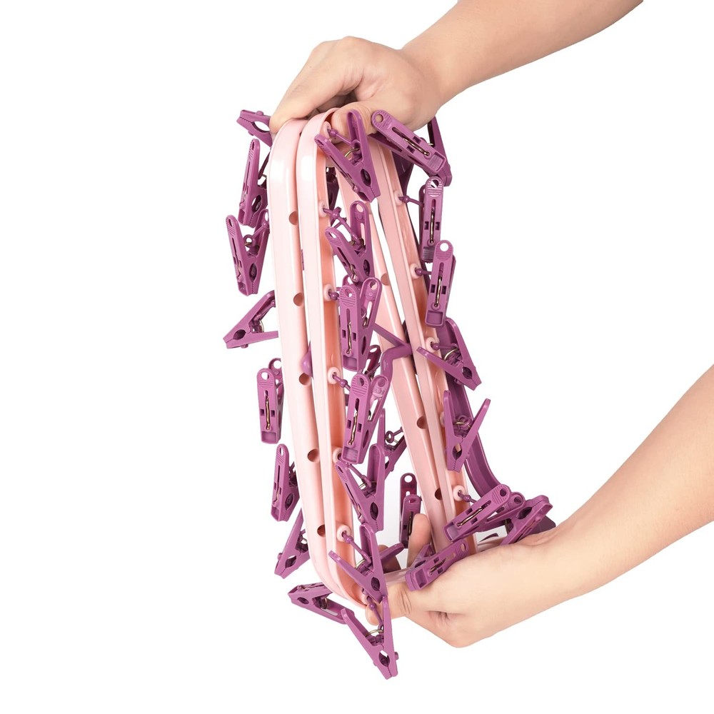 Clothes Drying Racks Foldable Clip Hangers Plastic with 32 Drying Clips Wind-...