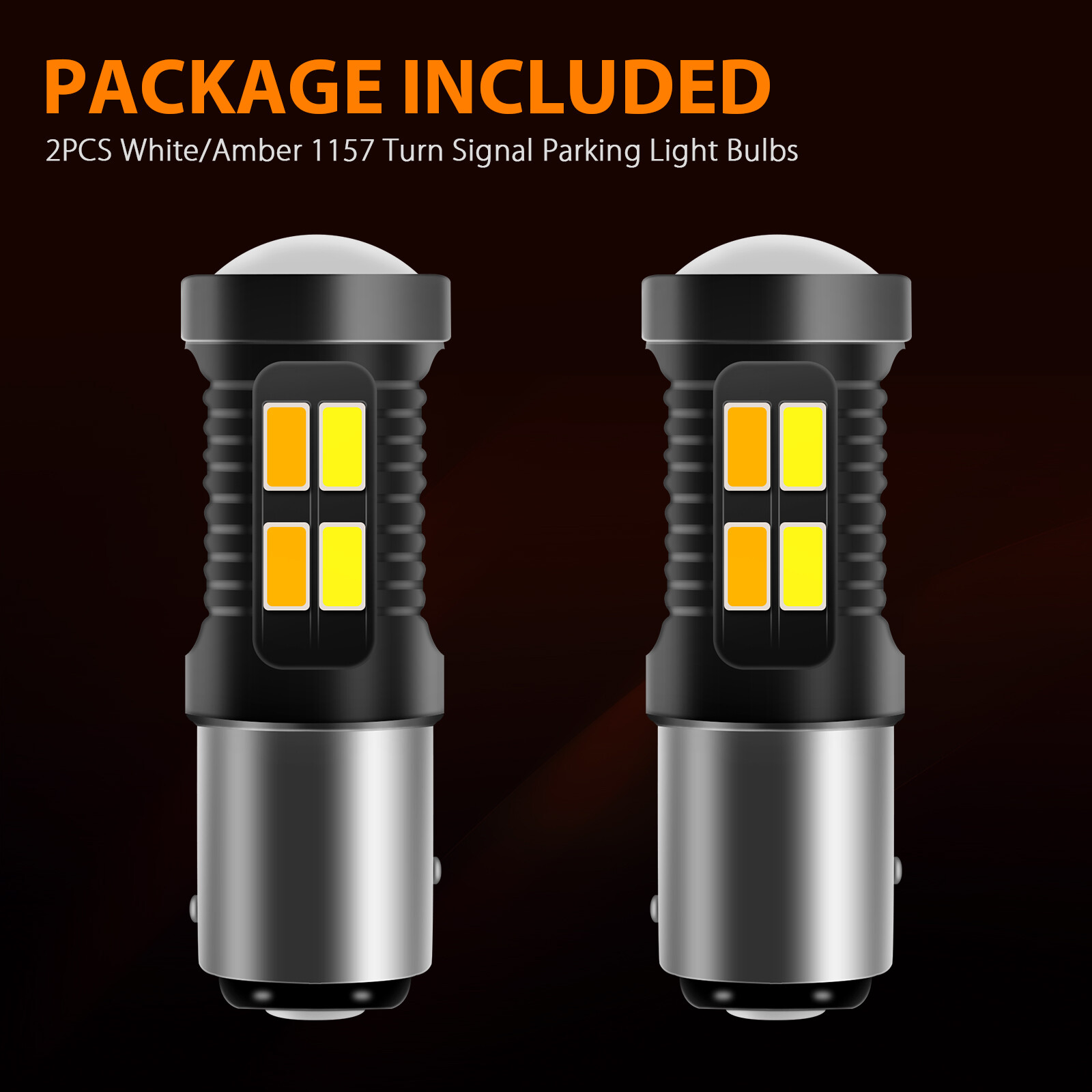 2x White/Amber 1157 LED DRL Switchback Turn Signal Parking Light Bulb Dual Color