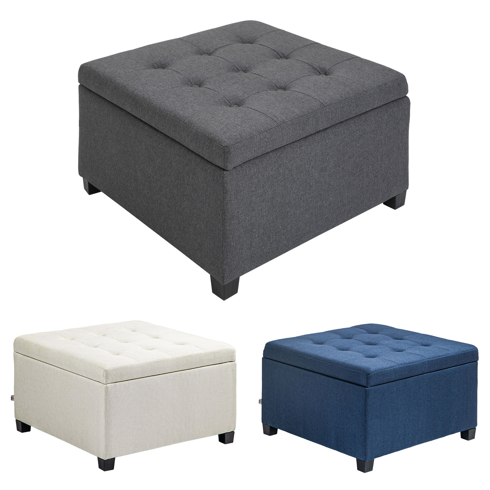 Polyester Linen Fabric Cube Storage Box, Anti-Slam Feature, and Anti-Skid
