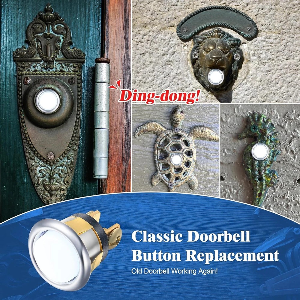 2 Pack Lighted Doorbell Button Replacement, Easy to Install Wired Doorbell Butto