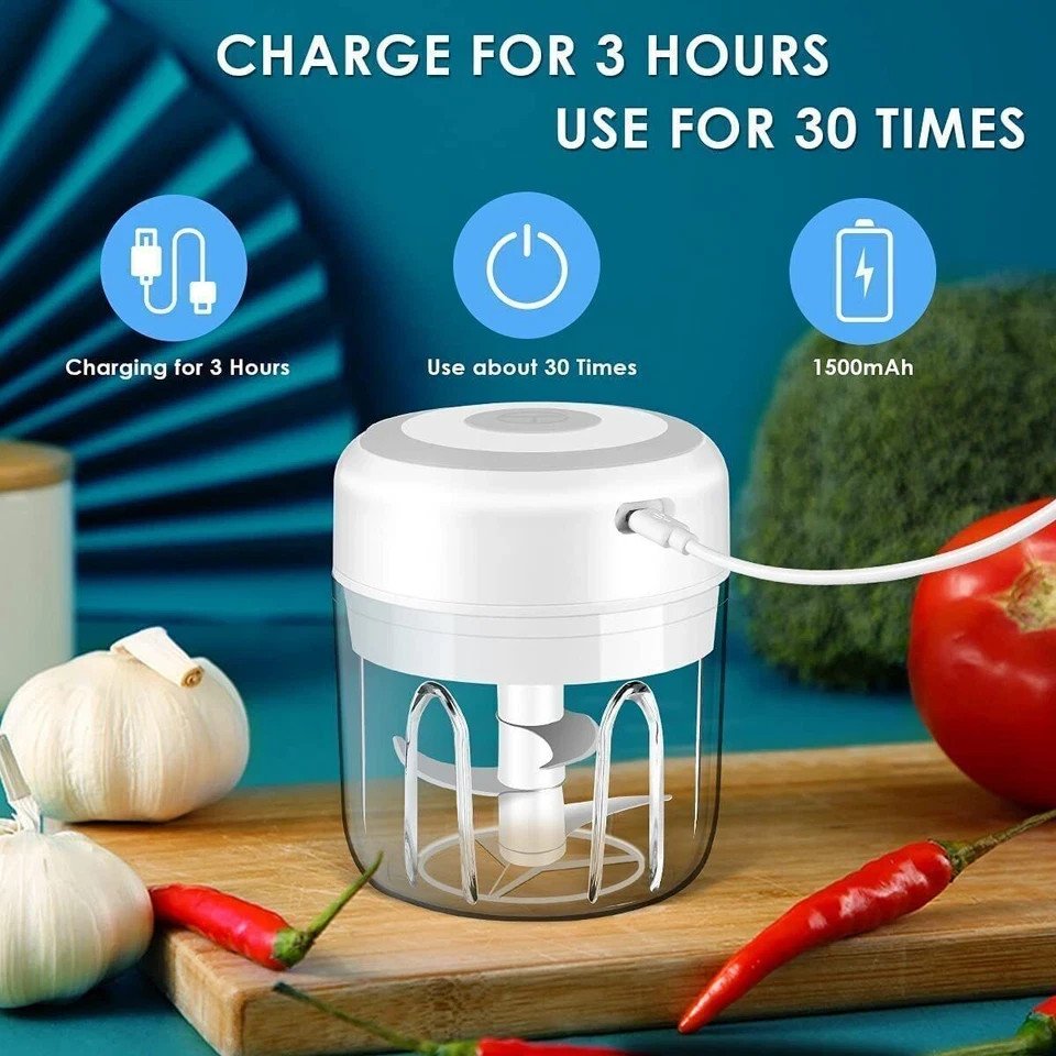 Mini Food Processor, Vegetable Garlic Chopper, USB Meat Grinder, Rechargeable