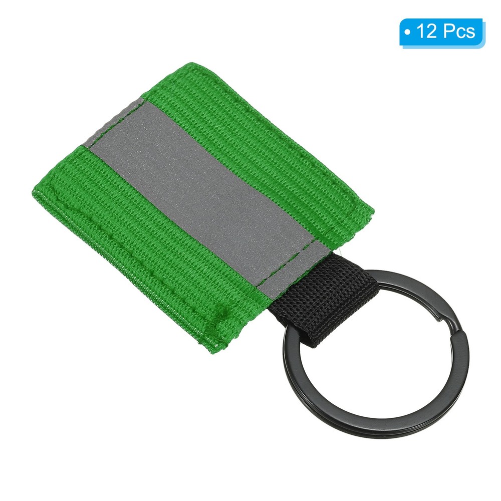 12 Pcs Reflective Keychain Tags, Reflective Zipper Pulls, Green