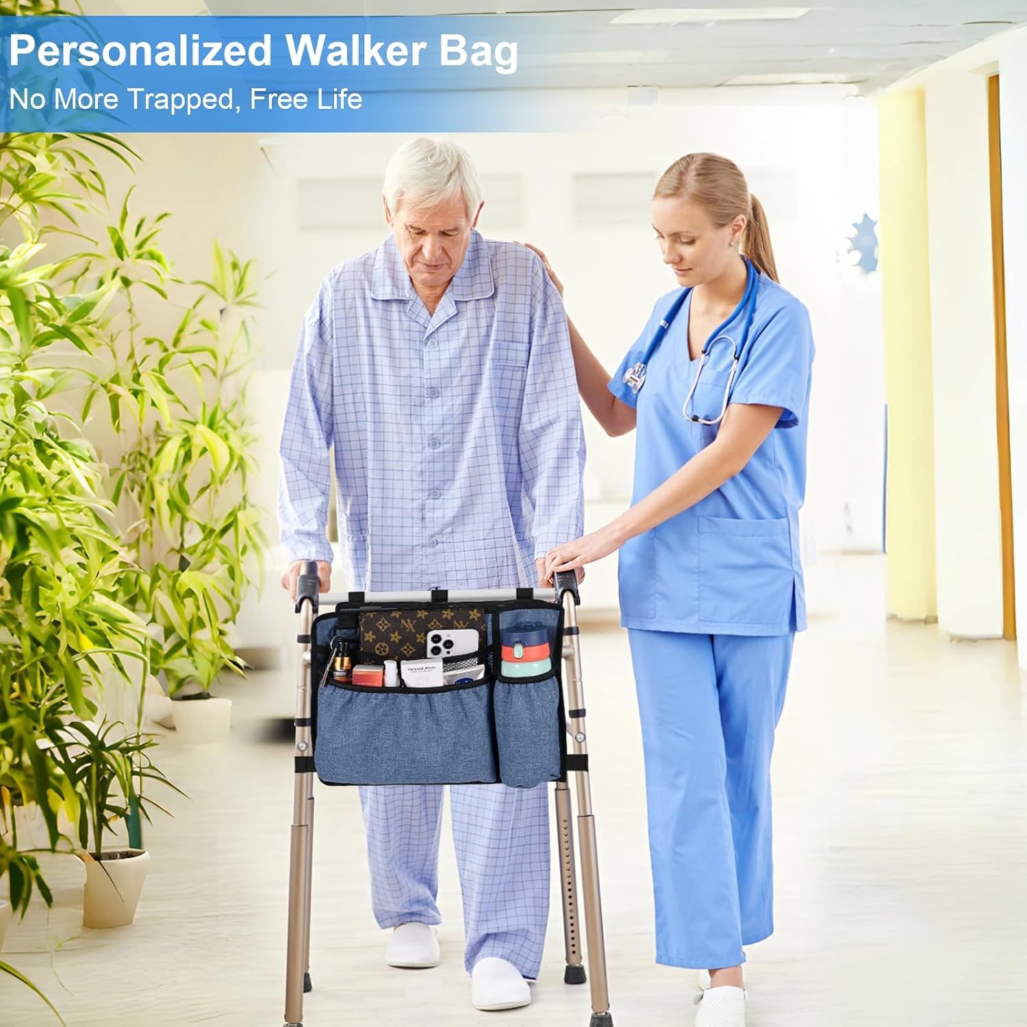 Universal Walker Bag w/ Cup Holder - Water Resistant Storage for Seniors