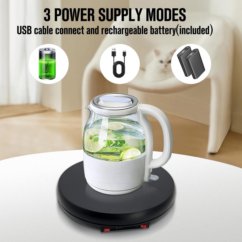 Motorized Rotating Display Stand with LED Light , 10 Inch /55Lbs Load, 360 Elect