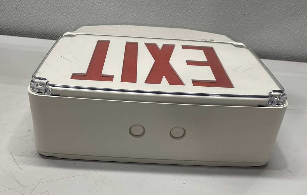 Holophane Wet Location LED White Exit/Unit Combo Sign Single Face Red Letters
