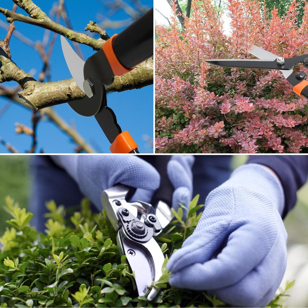 3 pieces Garden Tools Set - Lopper & Pruning Shear & Tree Trimmer Pruner for ...