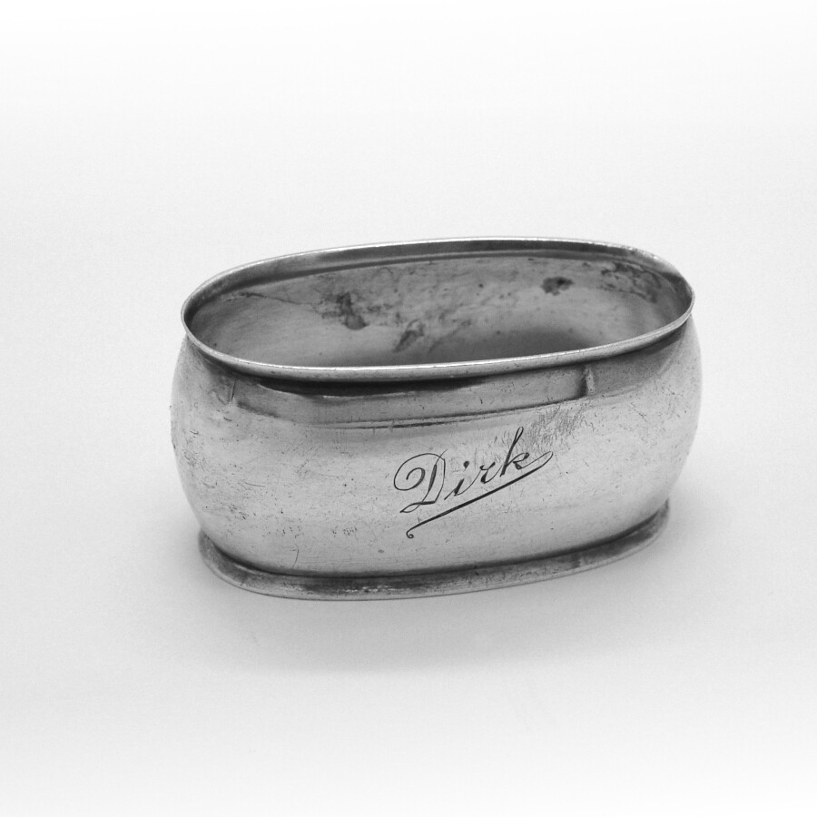 Oval Napkin Ring German 800 Silver Mono Dirk