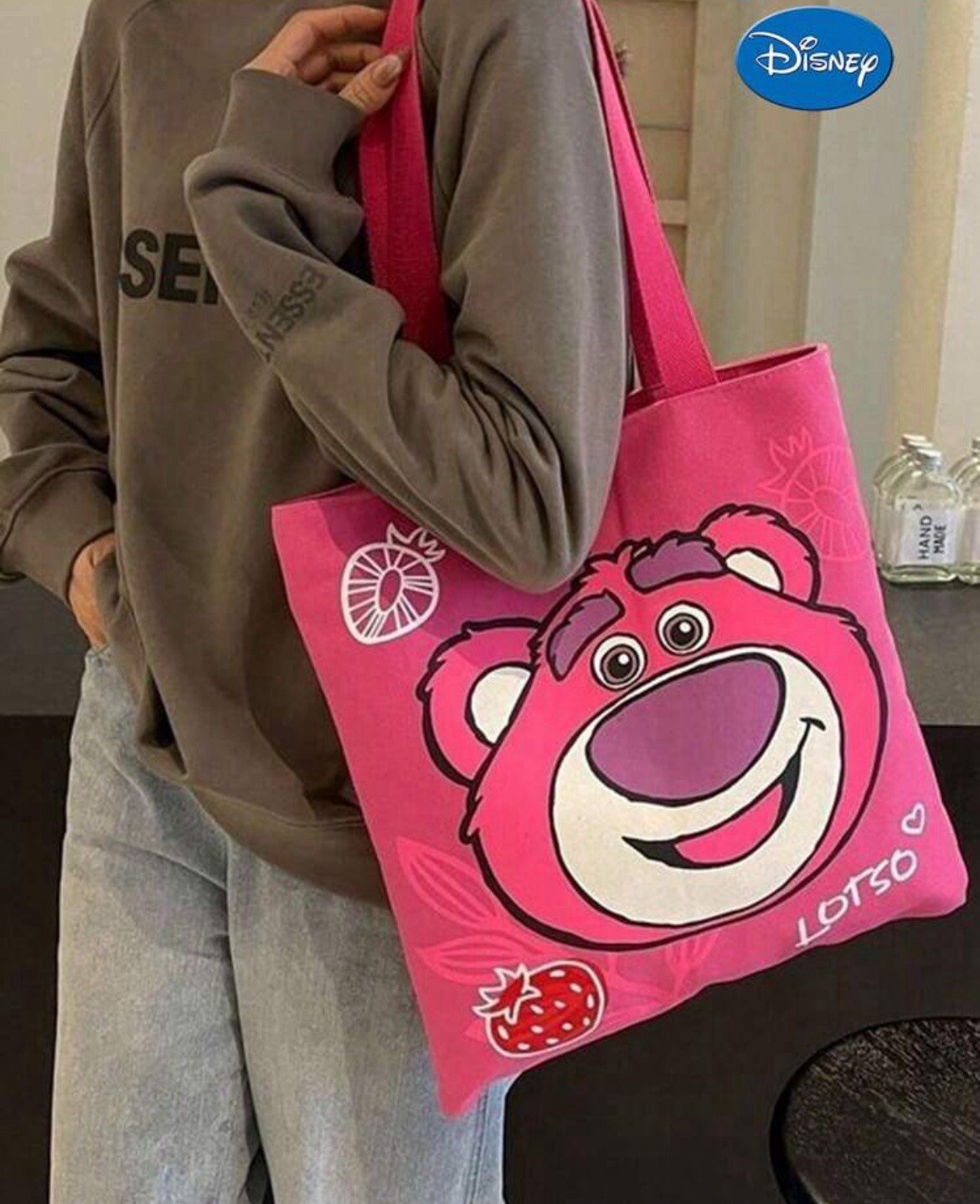New DISNEY Toy Story LOTSO Canvas Bag PINK Purse Handbag BEAR Shoulder Bag