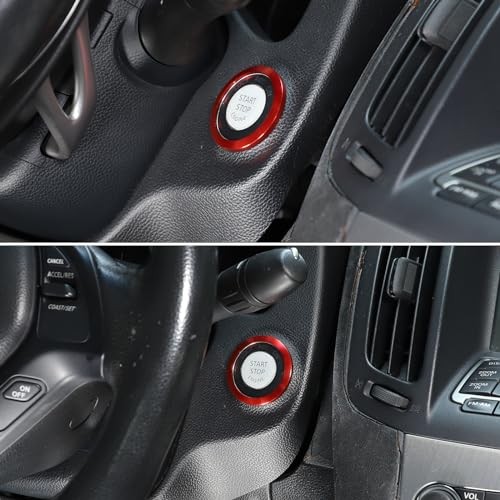Car Engine Start Stop Button Cover Compatible with One click to start ring red