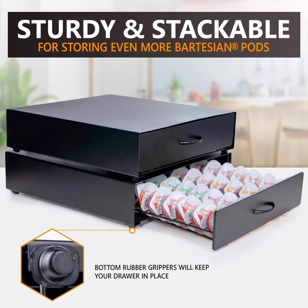 Bartesian Pod Holder – Holds 40 Bartesian Capsules – Stackable Pods Organizer...