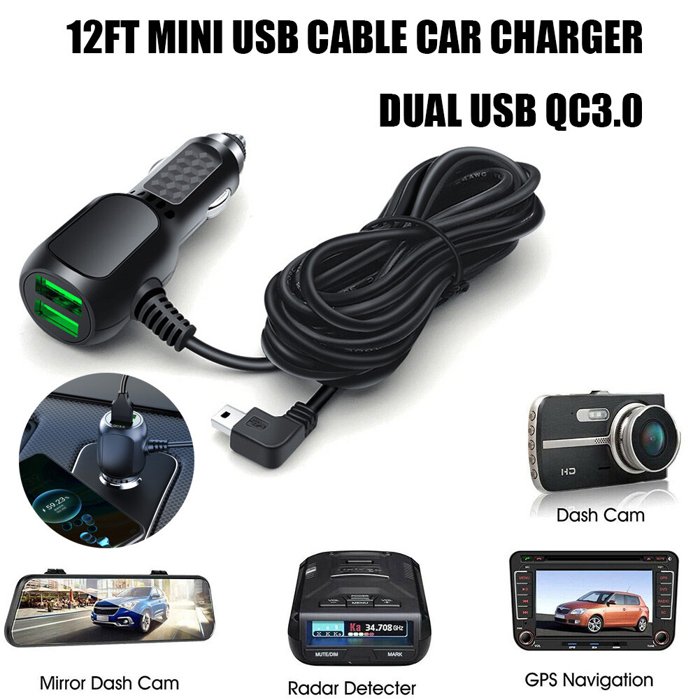 QC3.0 Car Charger Power Cord For Garmin Nuvi 50LM/T 55 LM/T 65 LM/T GPS Dash Cam