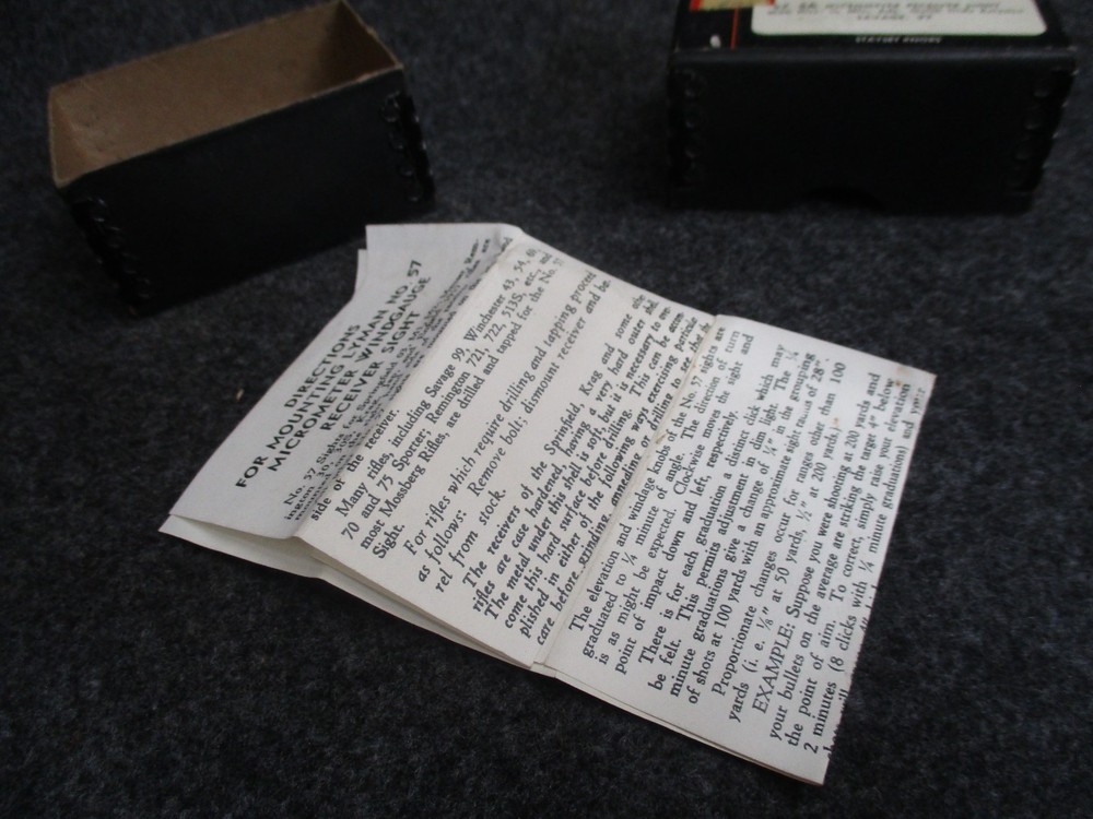 Lyman 57 SA Micrometer Receiver Sight Box & Instructions for Savage 99