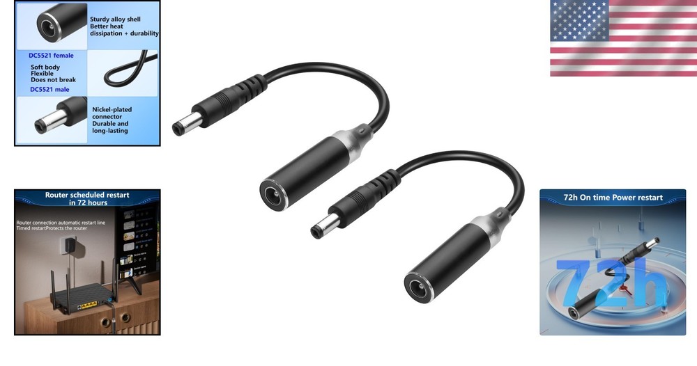 Automatic 72-Hour Reboot DC Cable for Routers – 2PCS Bundle of Reliability