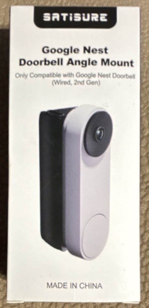 Google Nest Doorbell Angle Mount Adjustable Angle Bracket Black White