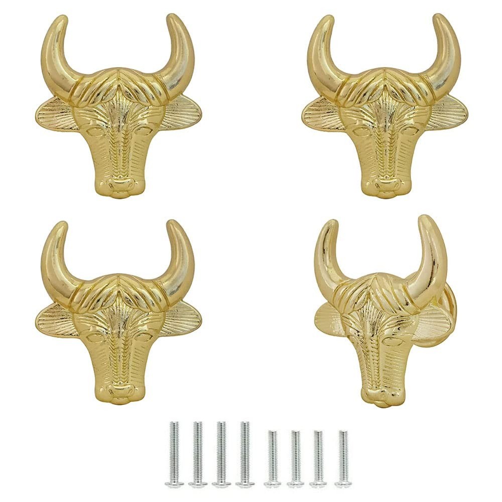 Vintage Animal Cabinet Knobs, Decorative Metal Cattle Cow Head Shape Knobs Pu...