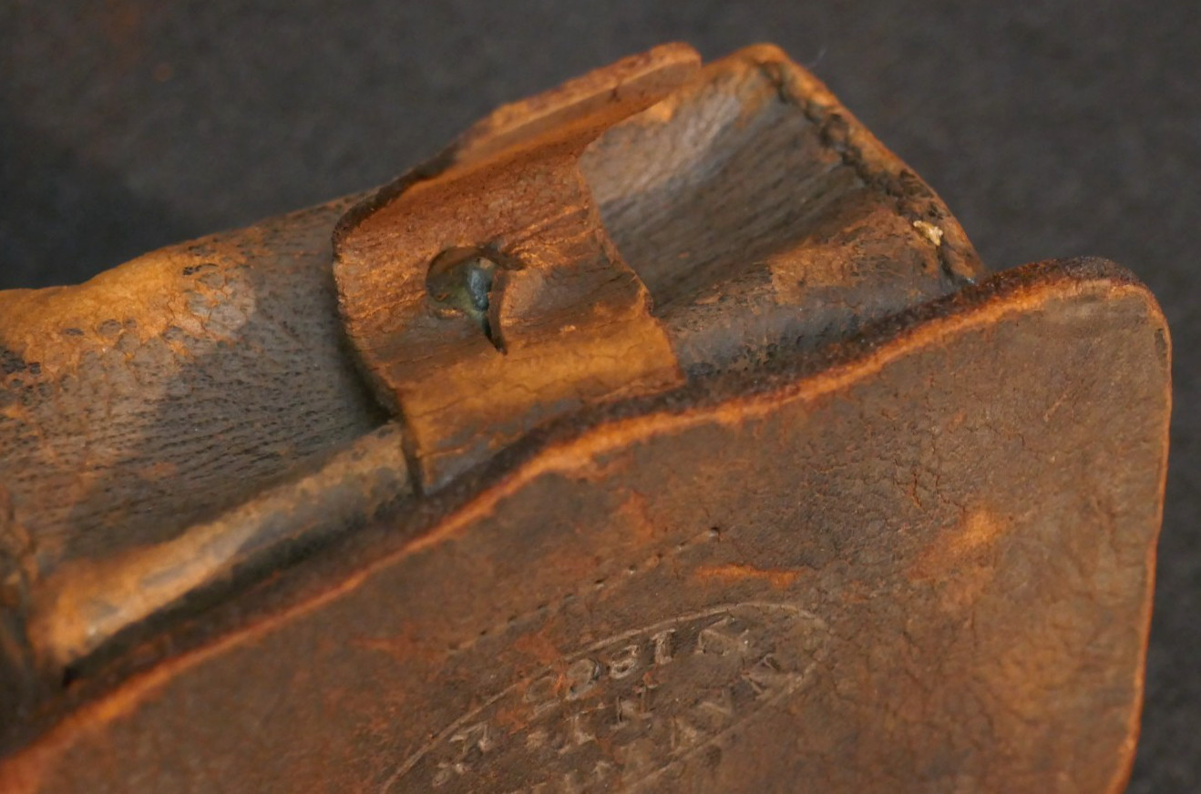 Civil War USN Cannoneer Fuse Box 'Navy Yard NY 1863' Brown Leather Pouch, Rare