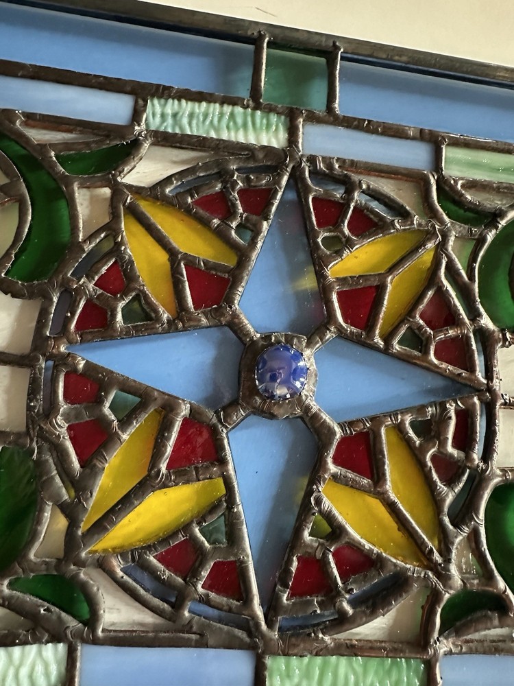 Handcrafted Compass Rose Stained Glass Panel