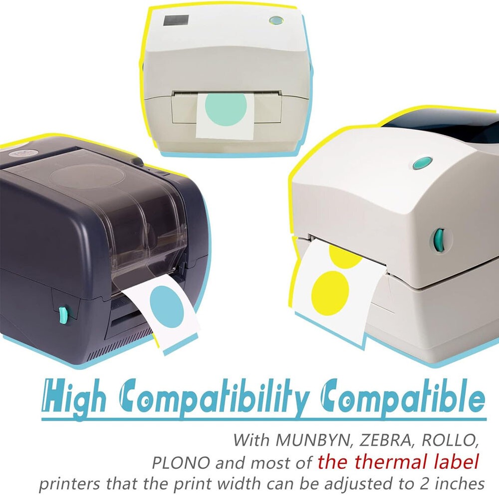 2" Circle Code Dot Sticker Self-Adhesive Round Direct Thermal Labels 750/Roll