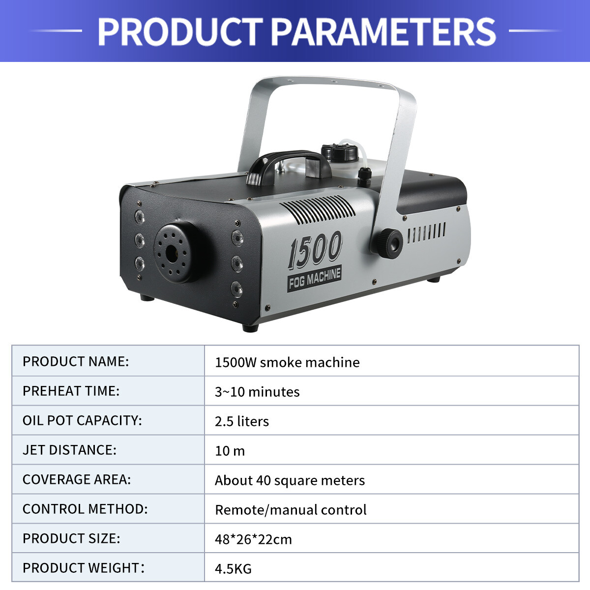 1500W LED Smoke Fog Machine DMX512 With RGB Light for Stage Wedding Party Show