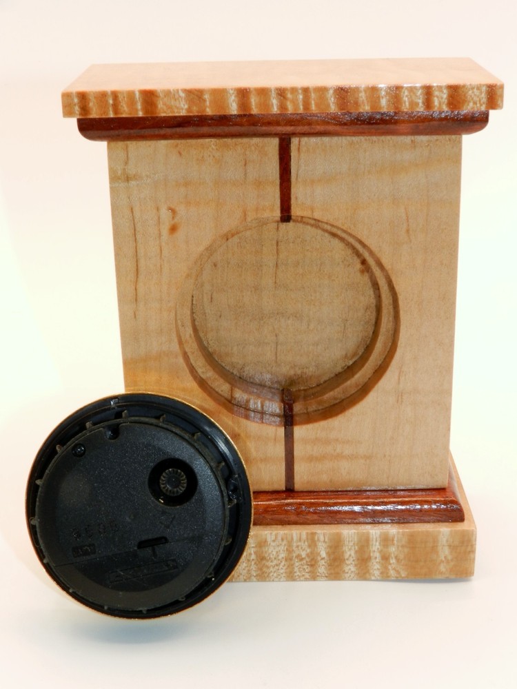 Handmade Desk Clock with quartz movement. Made from CURLY MAPLE & BUBINGA! #12