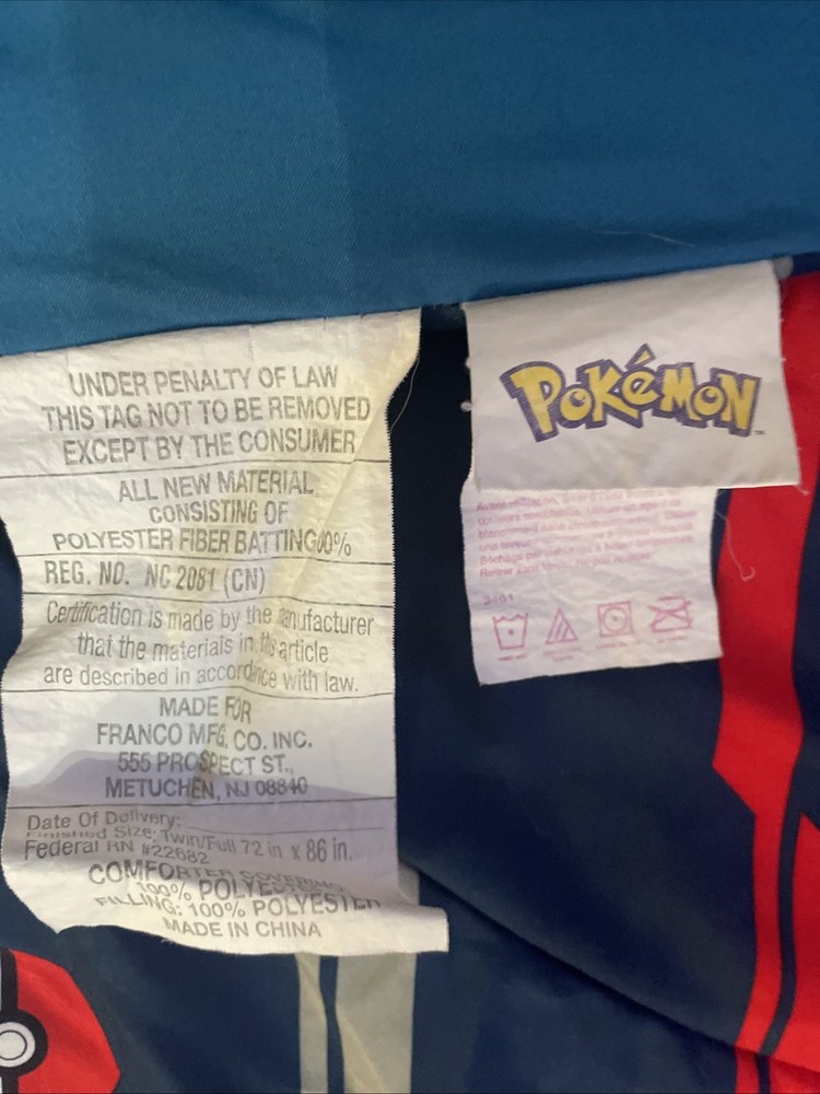 Pokemon Twin Size Comforter & Sheet Set Reversible 8 PCS Pickachu