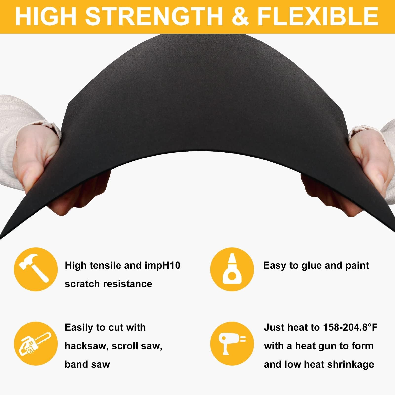 Black ABS Plastic Sheet 8" X 12"X 0.04" Flexible Moldable Impact Strength and Hi