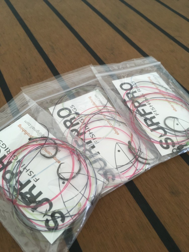 3 Chicken Rigs, snapper, triggerfish, 2/0 Circle - 40lb Camo Mono