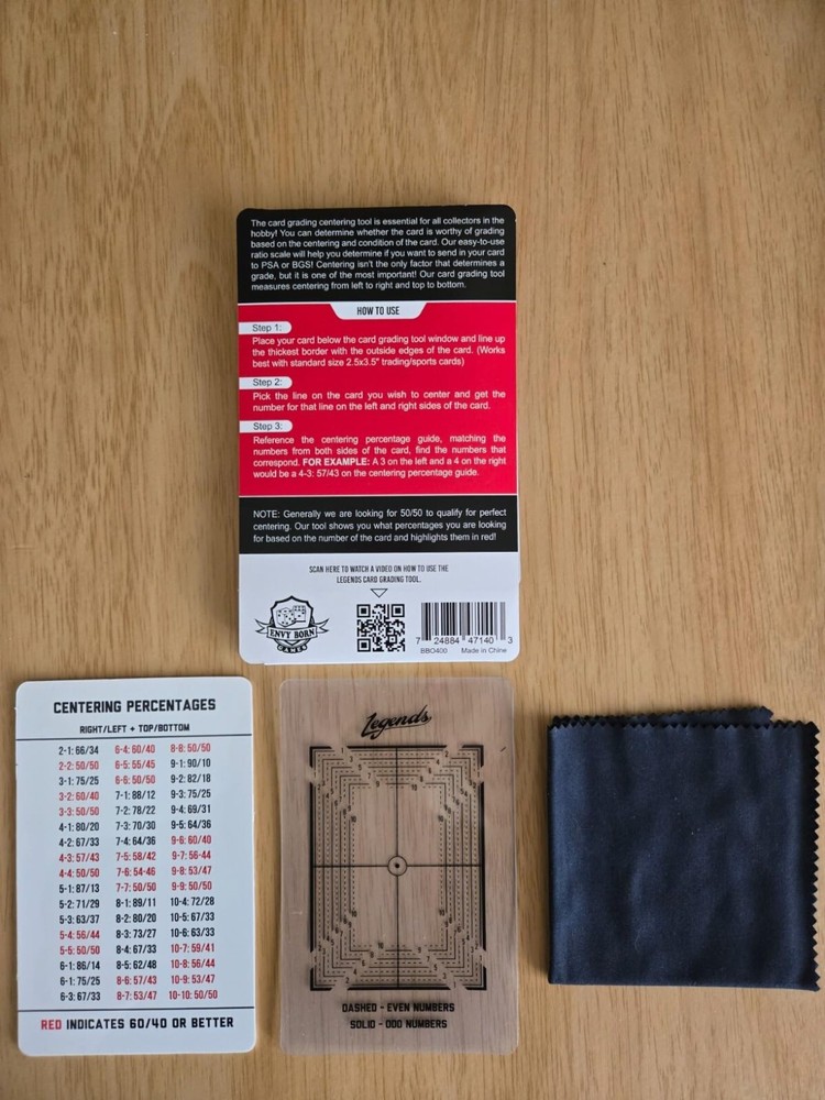 Legends Card Grading Centering Tool With Cleaning Cloth Kit Material PSA BGS New