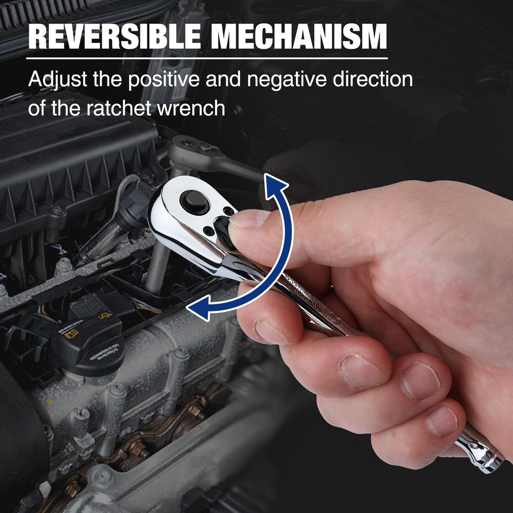 WORKPRO 1/4" Drive Ratchet Handle Quick-Release Reversible Ratchet Sets 72-Tooth
