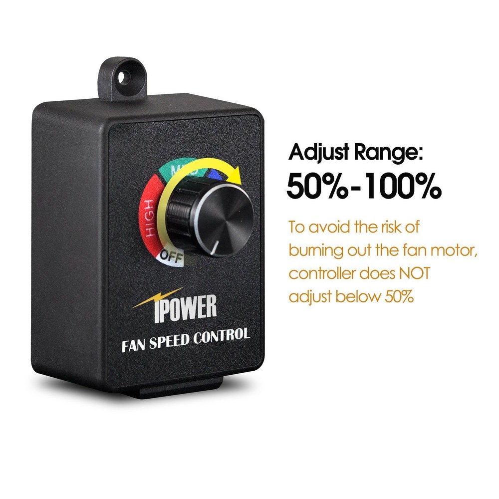 iPower ETL Certified Variable Fan Speed Controller for Inline Fan Air Blower