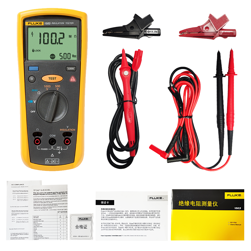 Fluke 1503 Digital Insulation Resistance Meter Megger 2000 MΩ Backlight CAT IV