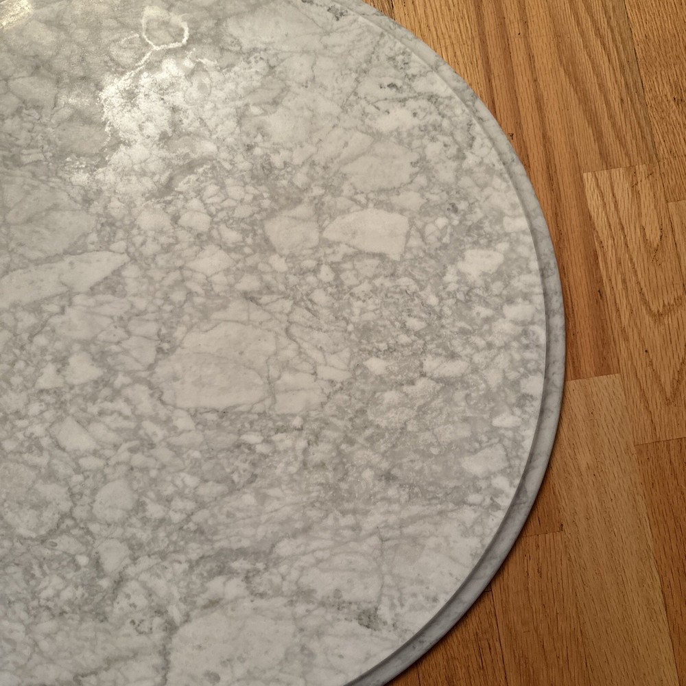Vintage Solid Replacement 24” Marble Table Top (Italy) White & Gray Veining