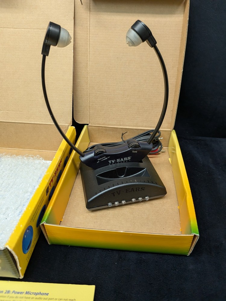 TV Ears Original Wireless Transmitter Headset TV Listening Device open box