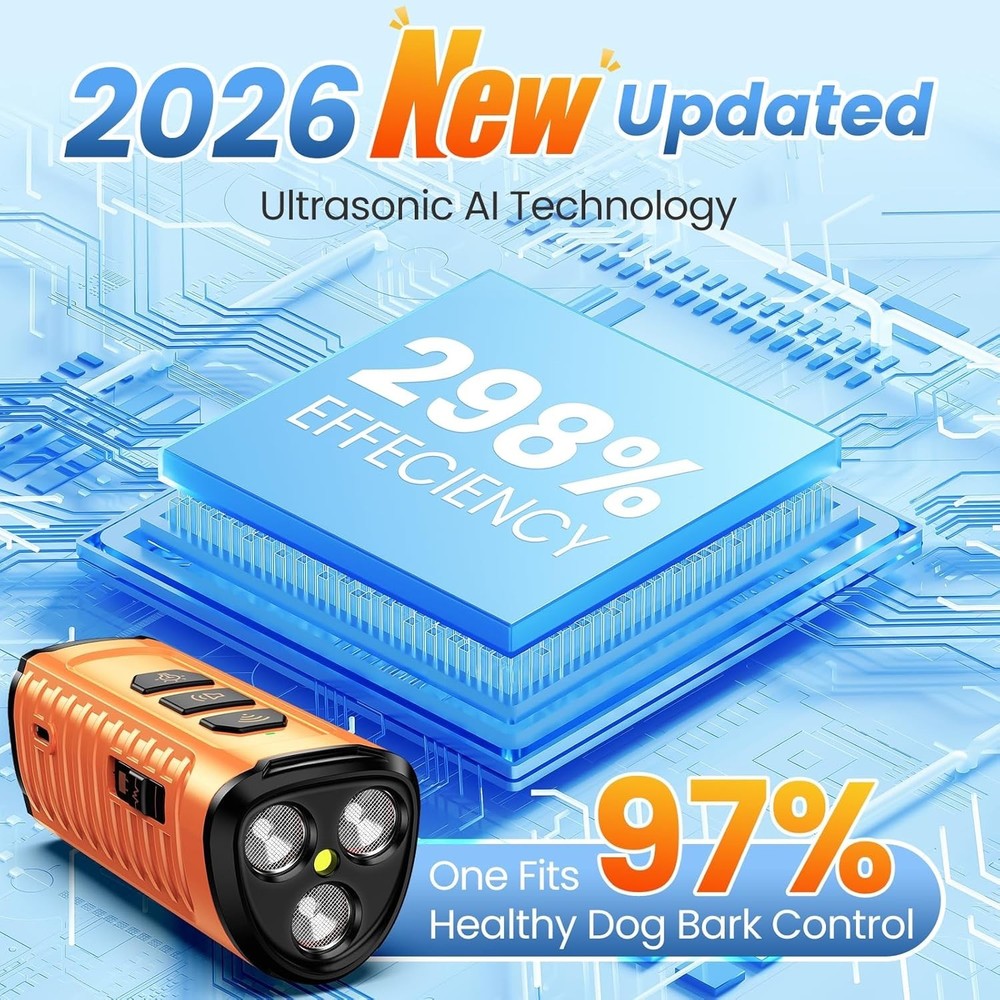Rechargeable Dog Bark Deterrent - 3X Modes, Compact Design, 30 Days Charge