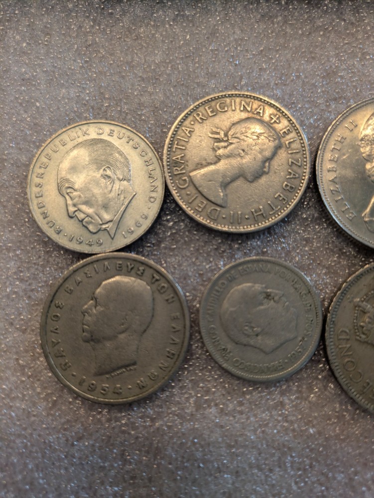 10 misc vintage foreign coins