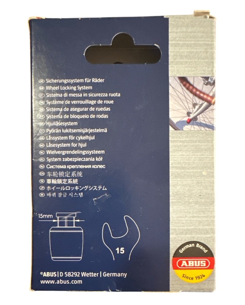 NEW Abus Wheel Lock Nutfix Solid Axle Single M10 Black