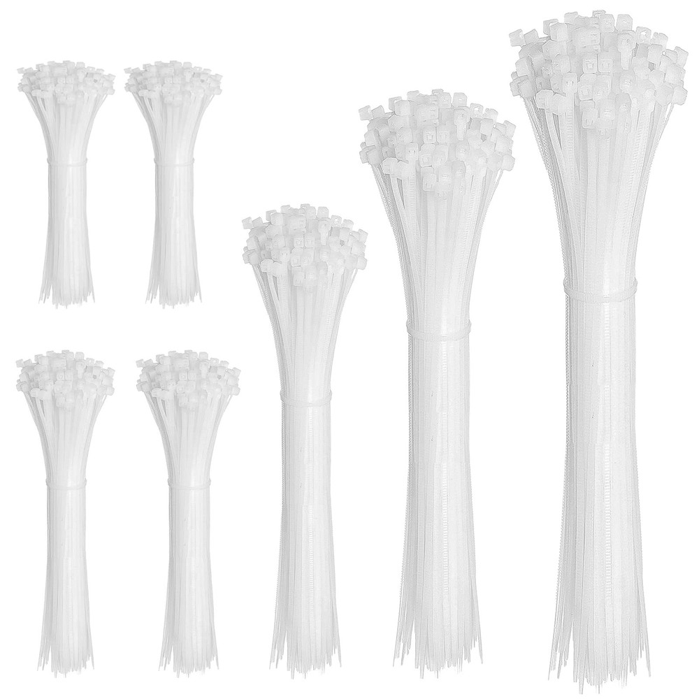 600 Self-Locking Nylon Cable Ties - Assorted Sizes for Home & Office Use