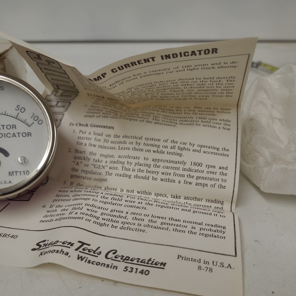 BLUE POINT MT110 ALTERNATOR CURRENT INDICATOR, 100A