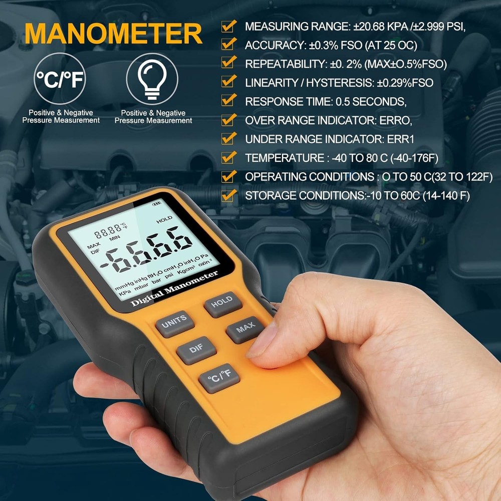 HVAC Digital Manometer Pressure Tester