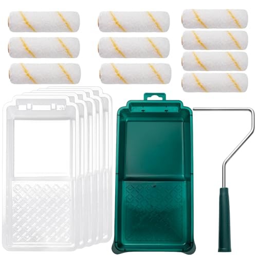 Paint Roller Kit, 17 Pack, 4 Inch Paint Roller, Small Paint Roller, Mini