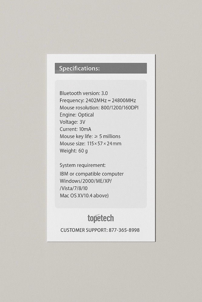 Wireless Mouse-Slim Battery Powered Bluetooth Mouse for iPad, Laptop Tablet,Pc